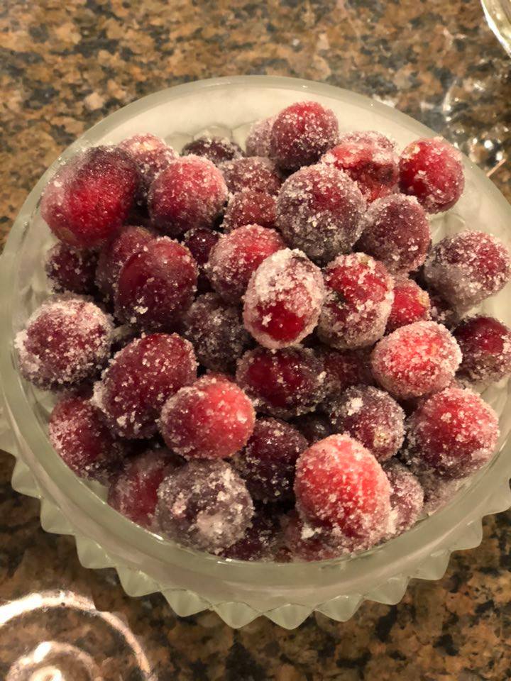 bowl of sugared cranberries