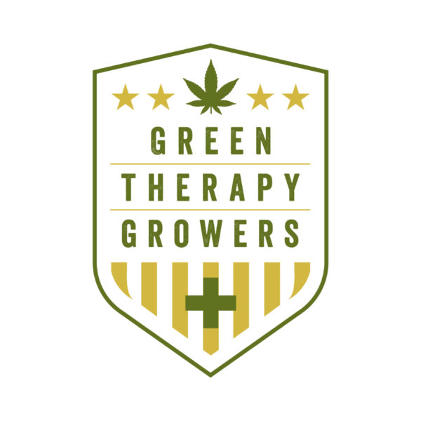 premium green and gold cannabis badge representing top-notch therapeutic cultivation.