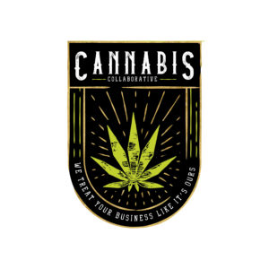 Vibrant cannabis badge with a collaborative message, emphasizing holistic business care.