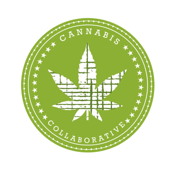 Round Rustic badge-style cannabis logo featuring a distressed cannabis leaf with a city skyline overlay and stars on the border.