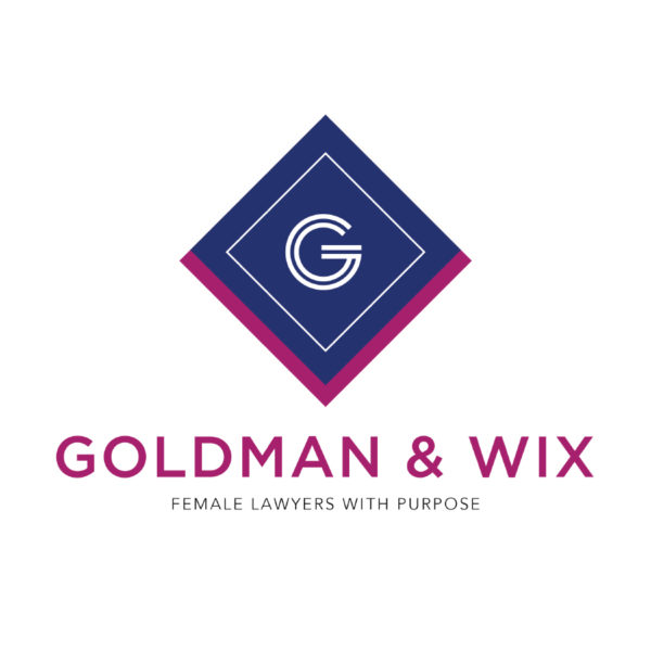 Diamond Monogram Logo for Goldman & Wix, showcasing female legal prowess.
