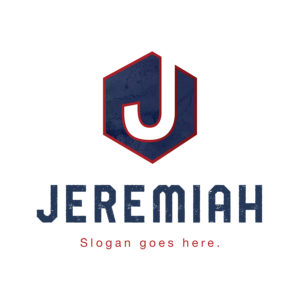 A Bold Letter J Monogram Logo set against a textured blue hexagonal backdrop, conveying strength and reliability.