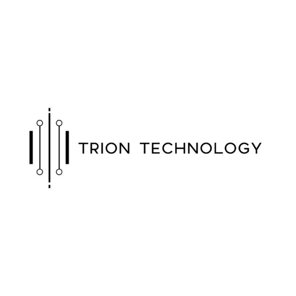 Black and white contemporary circuitry technology logo with vertical lines and connectors.