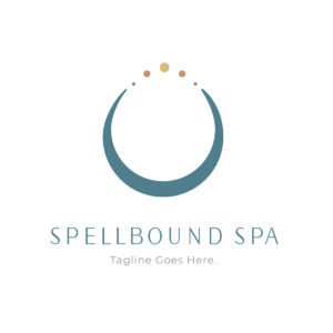 Graphic image showing the 'Elegant Circle Spa Logo', featuring a serene circular motif in shades of blue with delicate dots.