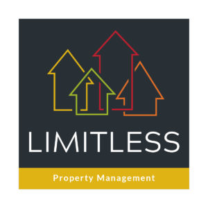 A dynamic trio of house silhouettes in red, yellow, and green, symbolizing a Colorful Property Management Logo.