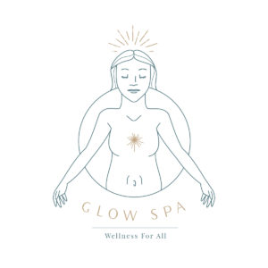 Line art logo of a serene woman with radiant symbols, embodying holistic wellness and self-care.