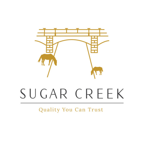 Elegant Rustic Farm Bridge Logo with a classic bridge and horse design, ideal for agricultural or countryside brands.