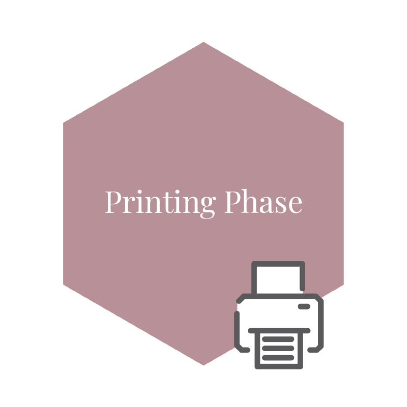 A graphic design printer with the words printing phase on it.