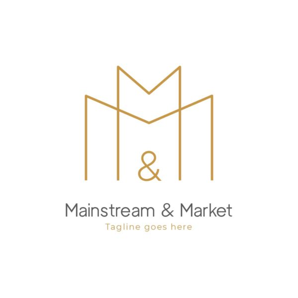 Sophisticated Geometric Monogram Logo with 'M' and '&' symbols, perfect for contemporary branding.