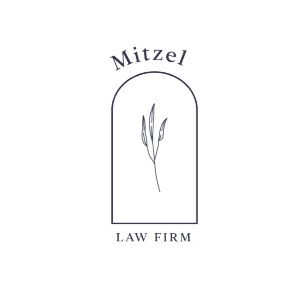 Refined Elegant Legal Emblem Logo, featuring a sleek botanical illustration within an arch, symbolizing growth and legal prowess.