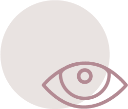 A pink background with an eye in a circle, speaking.