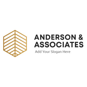 The Corporate Consulting Firm Logo combines a hexagonal design with gold lines, representing the structured and strategic approach of Anderson & Associates.