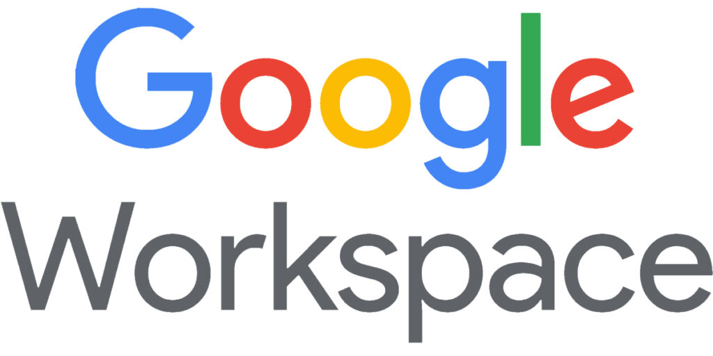 Google workspace logo with a white background, showcasing the available resources.