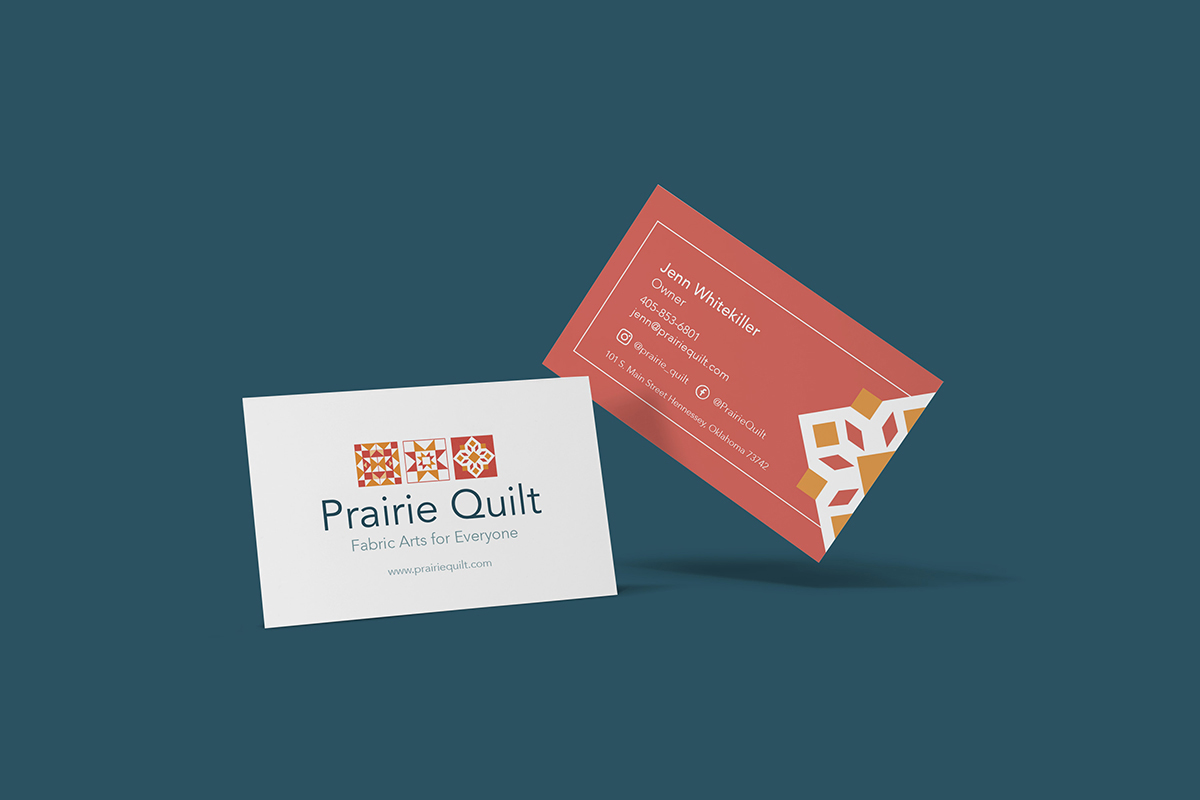 A business card with the word prene quilt and Brand Builders Workshop on it.