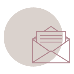 Circle containing an illustration of an envelope, suggesting themes of communication or message delivery relevant to a digital marketing agency, set against a light beige background.