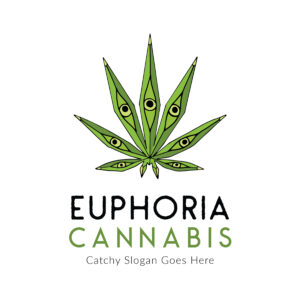 Peacock-inspired cannabis logo