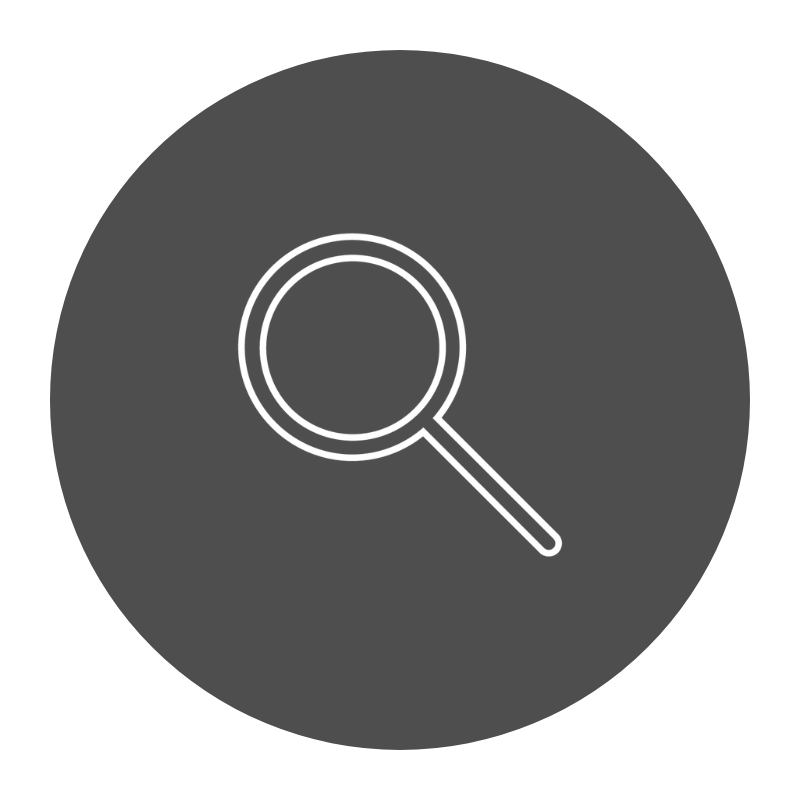 Magnifying glass icon representing Gathering in the 5 Phases of Marketing Growth Every Small Business Owner Should Know.