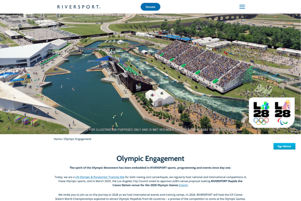 RIVERSPORT website redesign recognized at ADDY Awards Oklahoma City as part of the American Advertising Awards for website design awards.